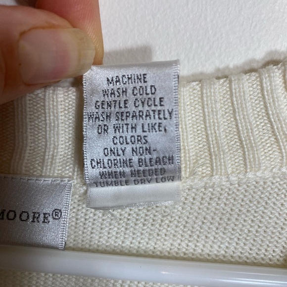 Preswick and Moore V Neck White Button Up Cardigan Classic Size Petite XL Preppy - Picture 5 of 9